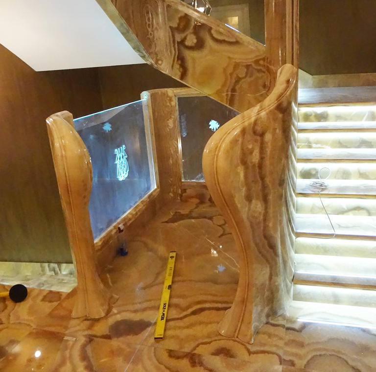 TC Marmi SRLS - Stone Decor Europe S.L - Carrara Italy    - natural stone cut to size - onyx figured Staircase, balustrade, steps, producer and supplier natural stone for projects 